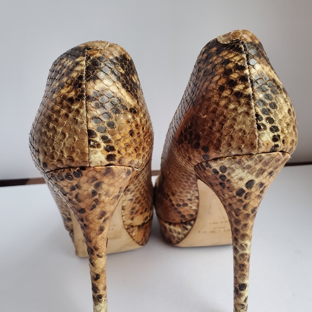 Jimmy Choo Python Leather Platform Pumps - Picture 4 of 7